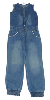 Modrý nohavicový overal s čipkou Topolino