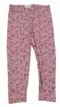 Ružové kvietkovane legíny C&A