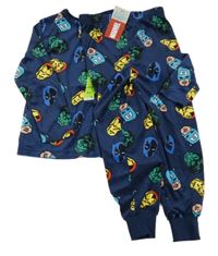 Nové - Tmavomodré plyšové pyžama s hrdinami Primark