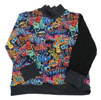 Berevno-čierno-sivá mikina s nápismi