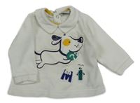 Biela zamatová mikina s psíkom a golierikom Primigino