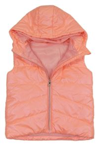 Neónově ružová šušťáková prešívaná zateplená vesta s kapucňou St. Bernard