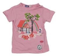 Růžové tričko s domečkem Lupilu 