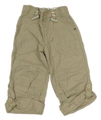 Béžové lněné rolovací kalhoty Next