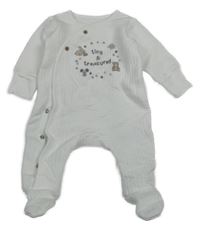 Bílý žebrovaný overal se zvířátky Nutmeg