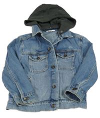 Modrá riflová bunda s prošoupáním a teplákovou kapucí M&S