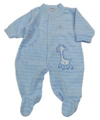 Svetlomodrý zamatový overal so žirafou