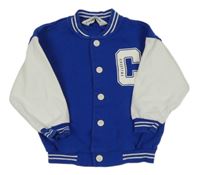 Kobaltově modro-biela prepínaci baseballová mikina s písmenkom H&M