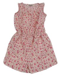 Bílý kraťasový květovaný overal Next 