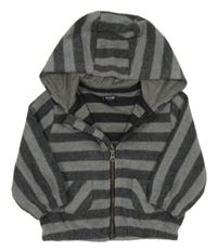 Sivá pruhovaná fleecová prepínaci mikina s kapucňou Kiabi