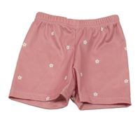 Ružové kvietkovane rebrované kraťasy