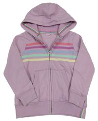 Lila propínací mikina s proužky a kapucí Next