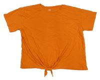 Oranžové oversize crop tričko s nápisom H&M