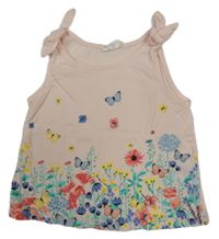 Svetloružový top s kvietkami H&M