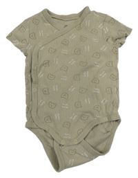 Béžové rebrované zavinovací body s medvedíkmi So Cute