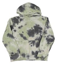 Šedo-bílo-khaki batikovaná mikina s kapucňou H&M