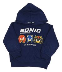 Tmavomodrá mikina so Sonicem a kapucňou H&M