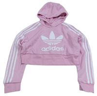 Svetloružová crop mikina s kapucňou Adidas