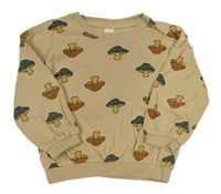 Béžová oversize mikina s muchomůrkami H&M