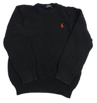 Černý vzorovaný svetr s logem RALPH LAUREN