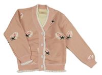 Svetloružový prepínaci sveter s jahůdkami