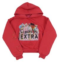 Malinová mikina s Barbie a kamienkami a kapucňou RIVER ISLAND