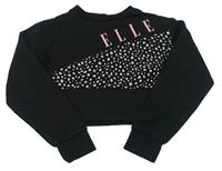Čierna crop mikina s bodkami a logom ELLE