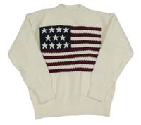 Smotanový sveter s vlajkou SHEIN