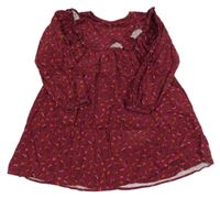 Vínové menšestrové šaty s kvietkami a volánikom Next