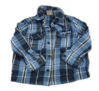 Modro-tmavomodro-biela kockovaná flanelová košeľa PEP&CO