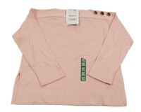 Nové - svetloružový úpletový sveter s gombíky ZARA