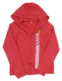 Jahodová prepínaci mikina s číslom a nápisom a kapucňou