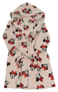 Světlerůžový plyšový župan s Minnie a kapucí M&S