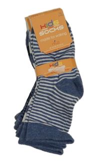 Nové - 4x - Modro/bílo/tmavomodré pruhované ponožky vel. 19-22