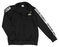 Černá propínací sportovní mikina s nápisy a pruhem Chapter young