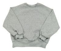 Sivá melírovaná oversize mikina s domečkem a nápismi SHEIN