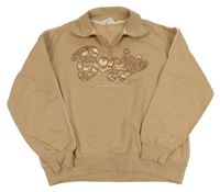 Světlehnědá mikina s nápisy a pruhem H&M