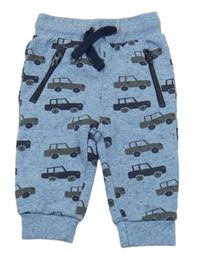 Modré melírované tepláky s auty Topomini