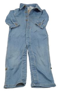 Modrá riflová rolovací kombinéza s límečkem 