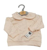 Nové - svetloružová mikina s kvietkami a golierikom St. Bernard