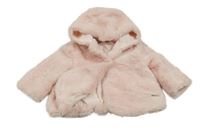 Svetloružová kožušinová podšitá bunda s kapucňou Mayoral