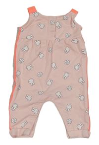 Světlerůžové laclové tepláky se zajíčky - miffy a pruhy C&A