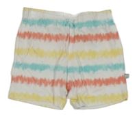 Bielo-farebné pruhované/batikované kraťasy s mašličkou Liegelind
