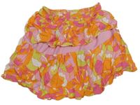 Ružovo-oranžovo-zelená mačkaná vrstvená sukňa s kvietkami PRIMARK