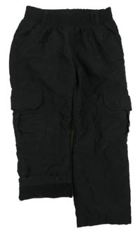 Černé cargo šusťákové podšité kalhoty Topolino