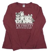 Tmavovínové tričko s husky C&A