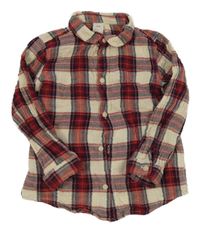 Smetanovo-tmavočerveno/tmavomodrá kockovaná košeľa H&M