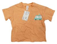 Nové - oranžové melírované tričko s autobusem H&M