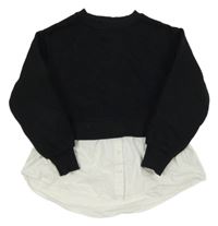 Čierna crop mikina s bílou halenkou ZARA