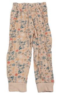Ružové kvetované pyžamové nohavice Tu